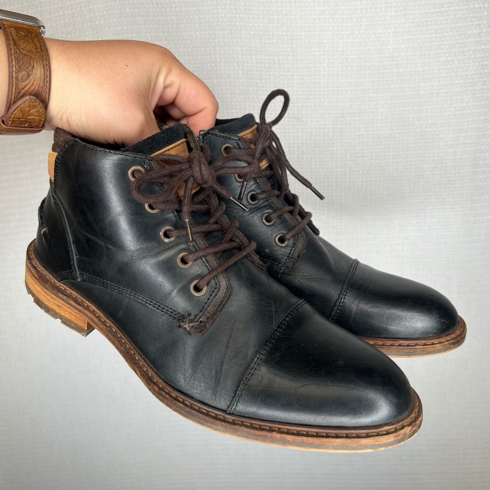 Bullboxer Mens Black Leather Cap Toe Ankle Boots Made in Portugal Size 41 LL53